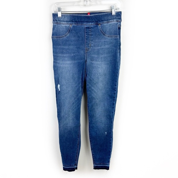 SPANX Pull-on Elastic Waist distressed denim jean jeggings size: M - Picture 1 of 10